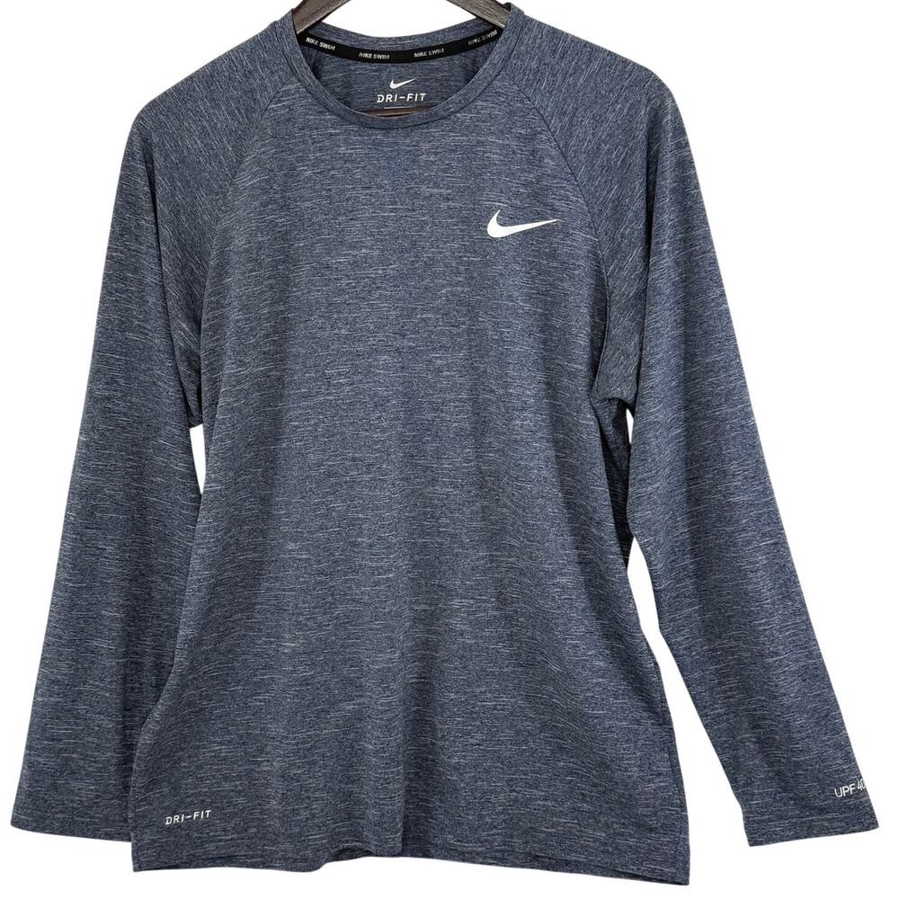 Nike Swim Dri-FIT Rash Guard Mens L Gray Long Sleeve UPF 40+